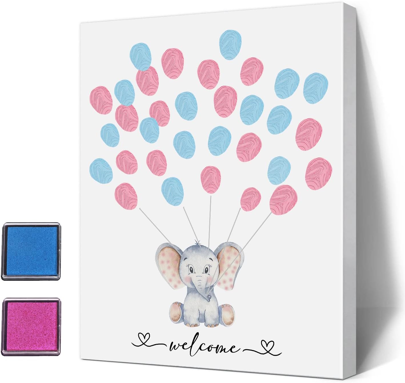 Gender Reveal Party Fingerprint Tree Sign, Elephant Theme Canvas Baby Shower, a Baby Shower Guest Book, Woodland Baby Shower Guest Book