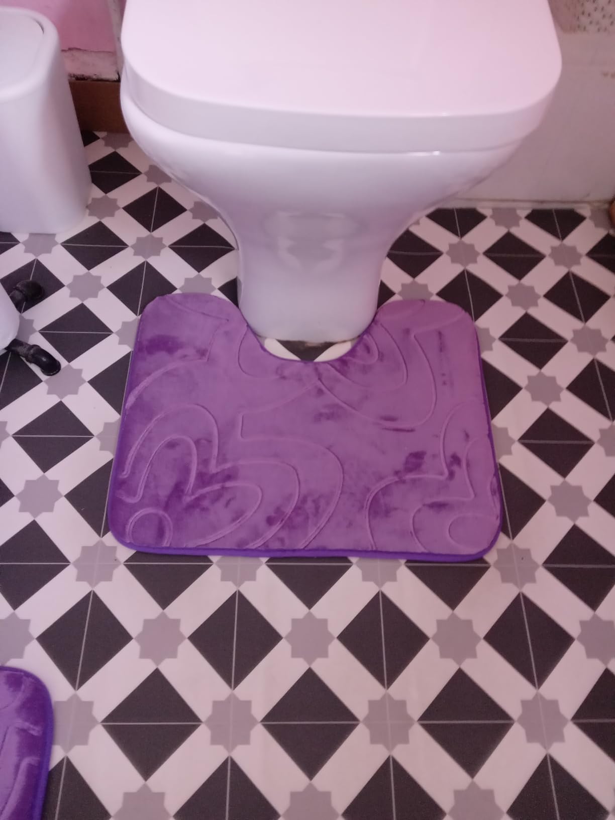 PHP Floral Foam Pedestal Mat - Extra Soft & Cozy Quick Dry Bathroom Toilet Mats - Non Slip Floor Matts (Purple, 50 x 40 cm)