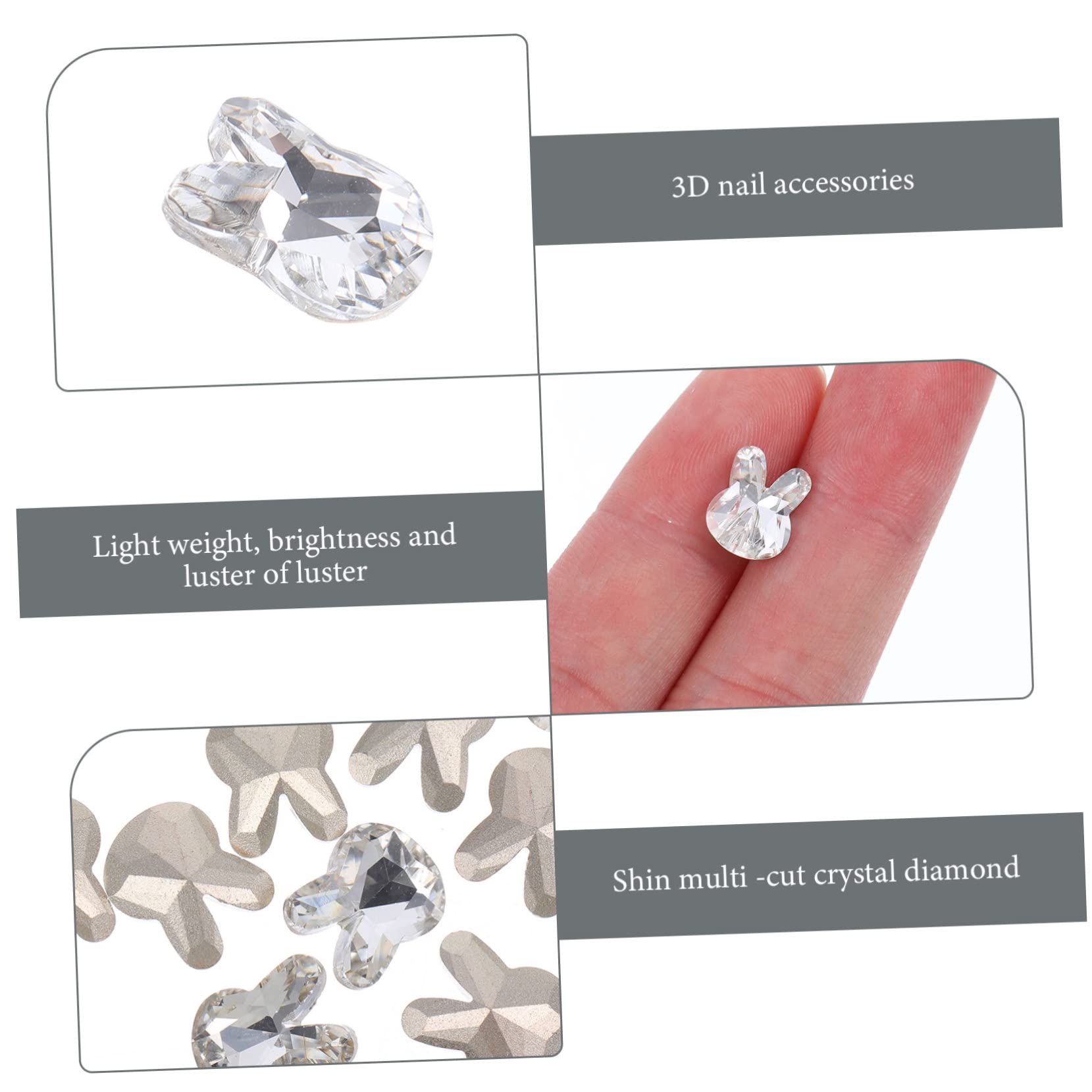 4 Set Gioielli Con Diamanti Per Unghie Unghia Decorazioni Per Manicure Ornamenti Per Manicure Bunny Conigli Decorazioni Per Unghie in Cristallo Fascino Delle Unghie 20 Pezzi*4