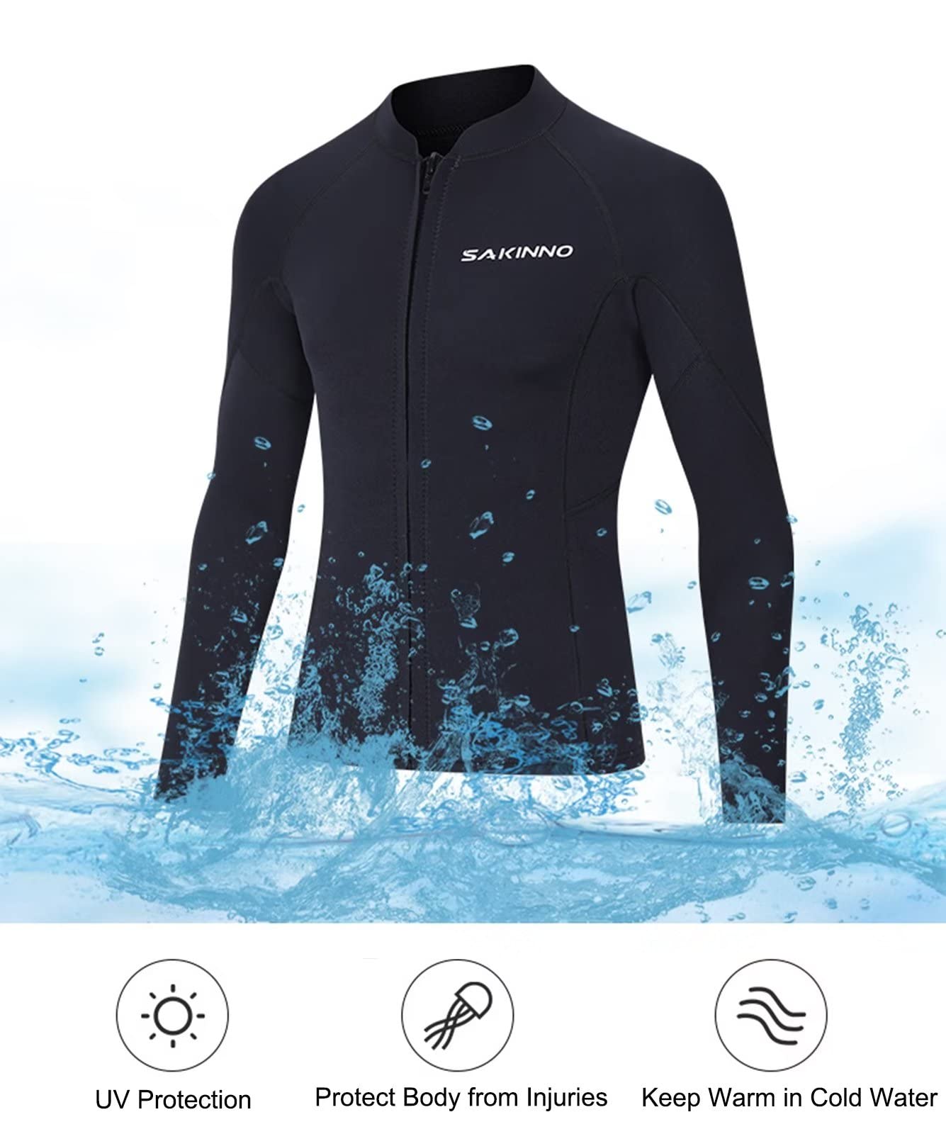 Kombinezon top kurtka męska 2 mm neoprenowy kombinezon do nurkowania z długim rękawem pływanie nurkowanie snorkeling surfing mokry strój utrzymuje ciepło