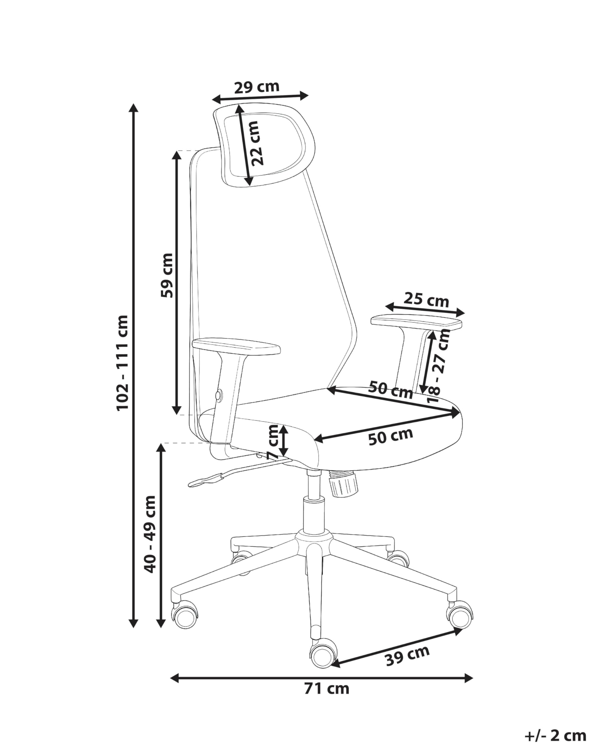 Beliani Silla de Oficina Multifuncional tapicería de Malla reposabrazos y reposacabezas Ajustables Ajuste de la Altura del Asiento Base giratoria inclinación del Respaldo Gris y Rosa Oryn