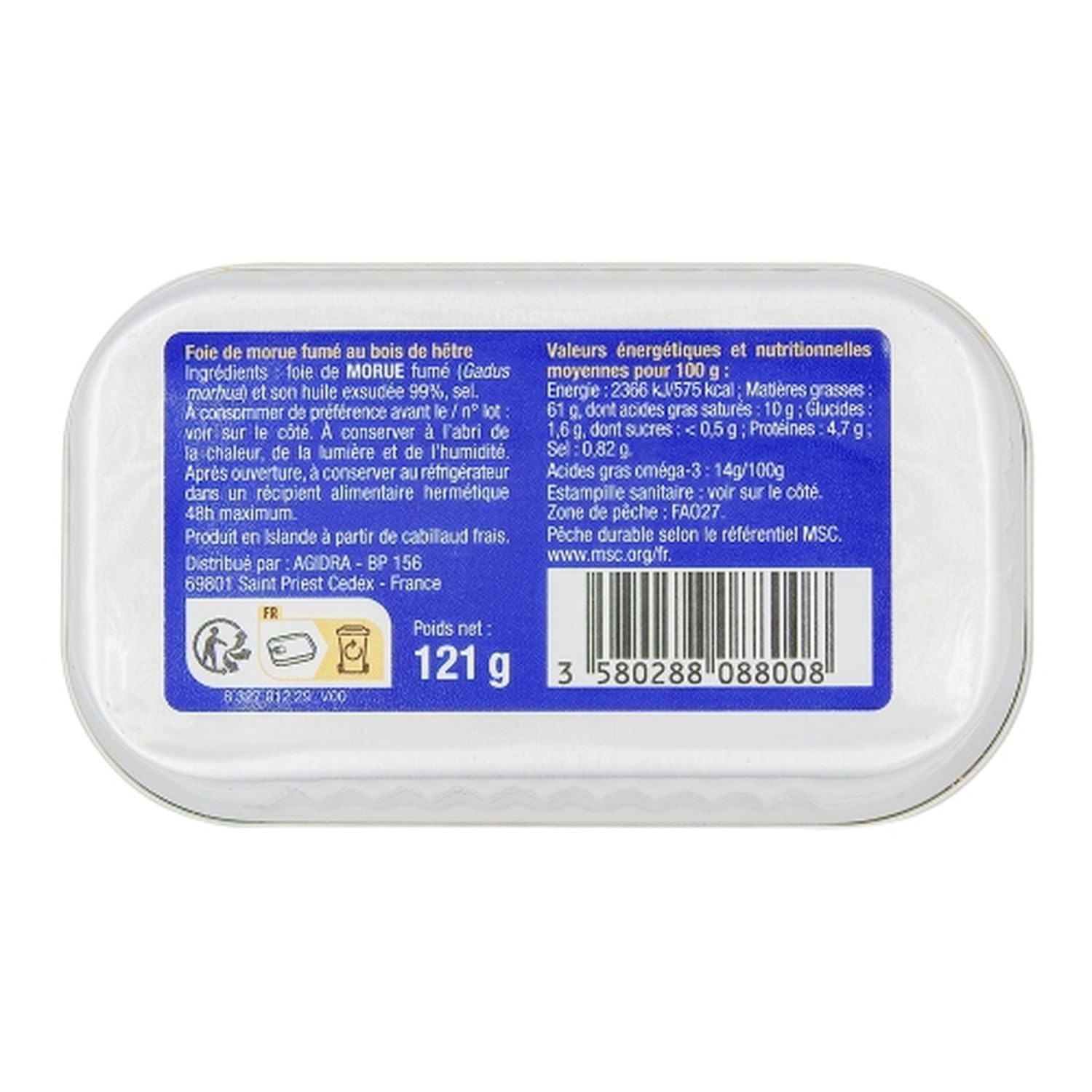 Lot 12x Foie de morue fumé - Boîte 120g