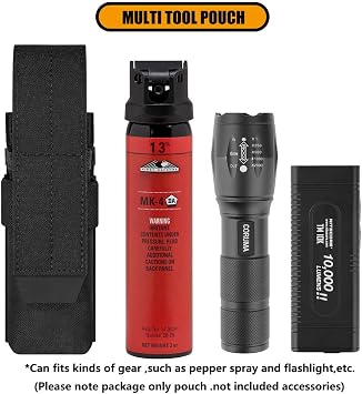 KRYDEX Flashlight Holster, Molle OC/Mace Spray Holder Adjustable Torch Carrier Multitool Case with Molle and Belt Loop