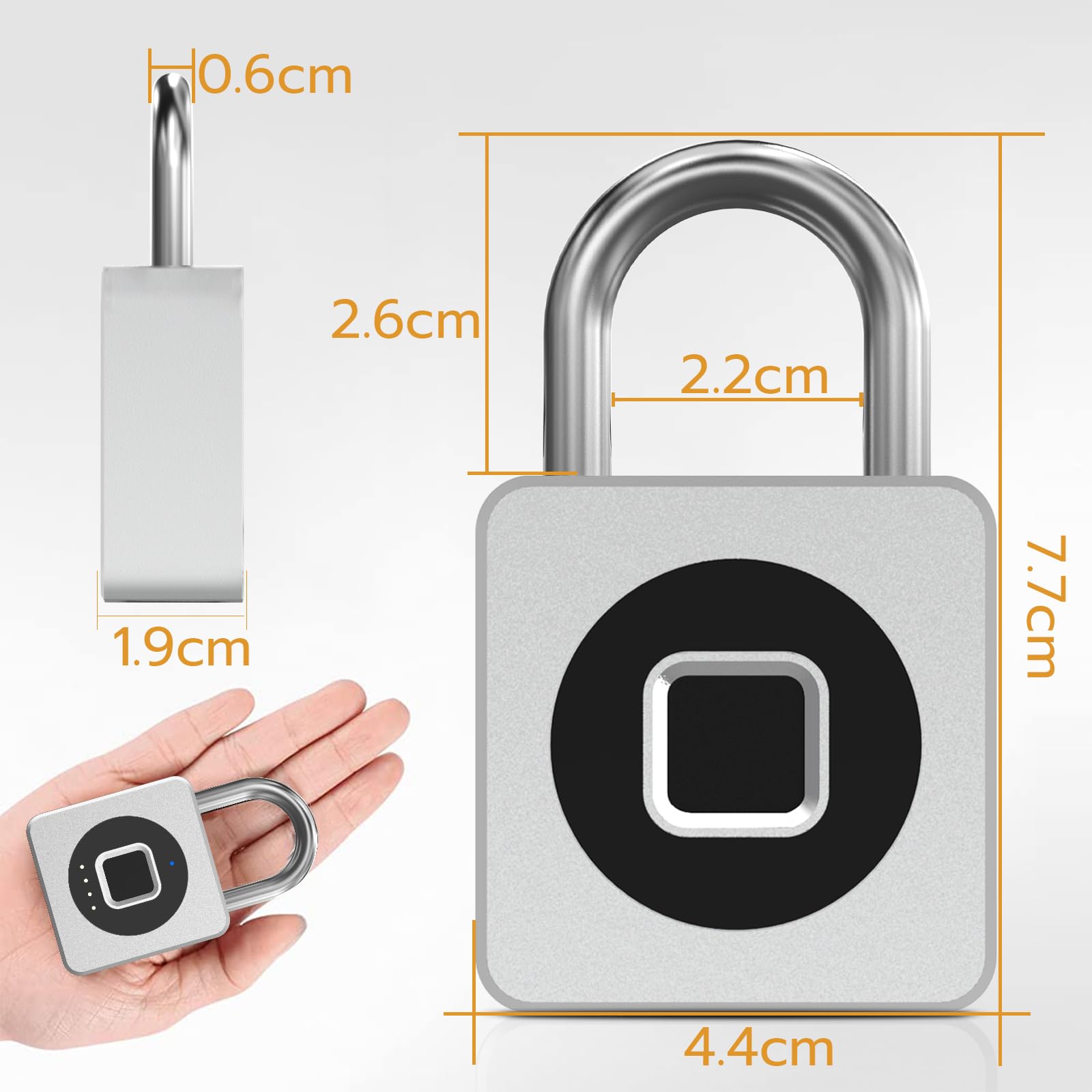 Anweller Candado de huellas dactilares, Cerradura Taquilla sin Llave, Cerradura con Huella Digital y Aplicación, Candado Resistente a la Intemperie para Taquillas, Sótano, Puerta
