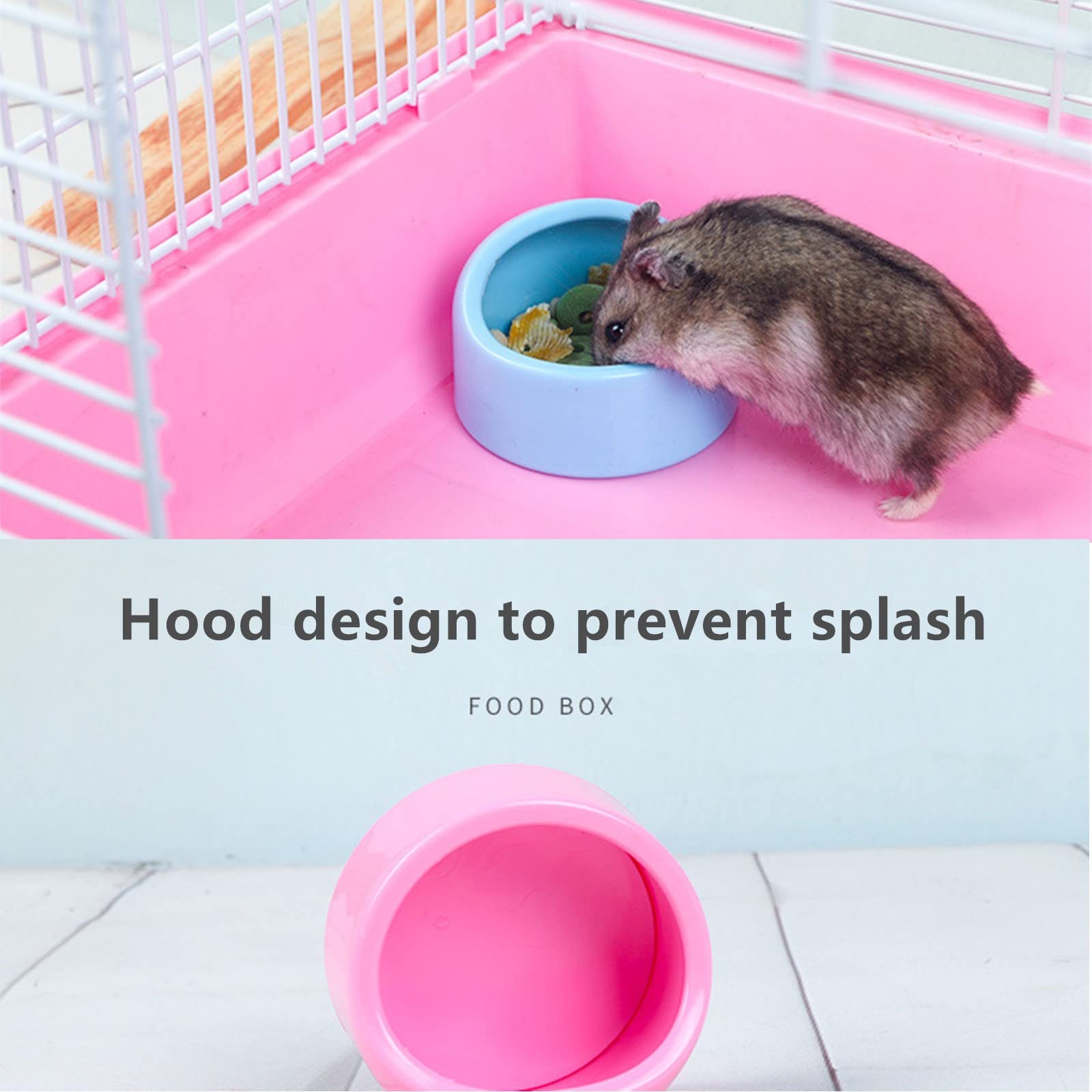 Gamelle pour Hamster,Gamelle pour Petits Animaux,Mangeoire pour Hamster,Bols pour Hamsters,Anti-Morsure, pour Hamster, Petits Animaux, Petits Rongeurs, Gerbille, 2 Pièces(Bleu et Rose)