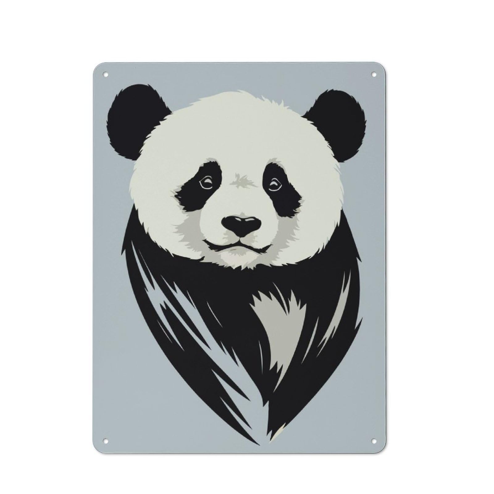 Junmoney Cute Panda Printed Metal Sign 40X30cm For Living Room Or Hallway, For Home Wall Decor Collectors