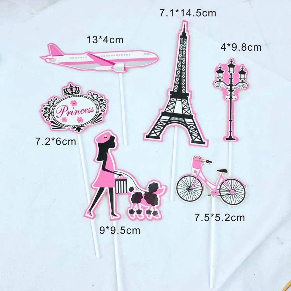 12 decorazioni per cupcake a tema parigino, compleanno a Parigi, baby shower, tema parigino, torre Eiffel, barboncino rosa, festa a Parigi, tema francese, Bonjour, matrimonio - Italia
