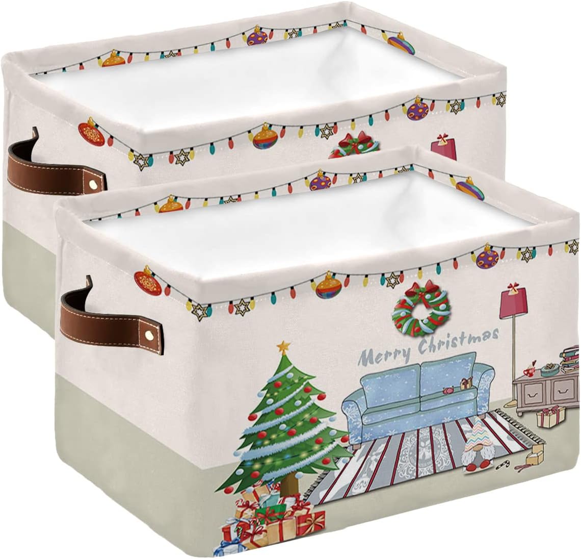 Waterproof Fabric Storage Baskets 2 Pack 15"x11"x9.5