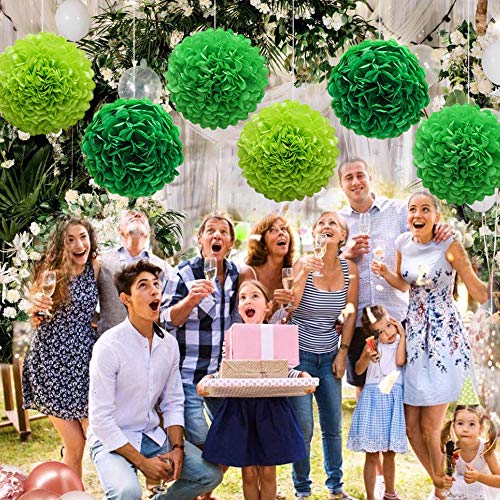 Image of Lucky Green Tissue Paper Pom Poms, St. Patrick's Day Party Decoration Kit 21pcs of 8,10,12 inch Paper Pom Poms for Birthday Graduation Baby Shower, Spring School DIY Parties