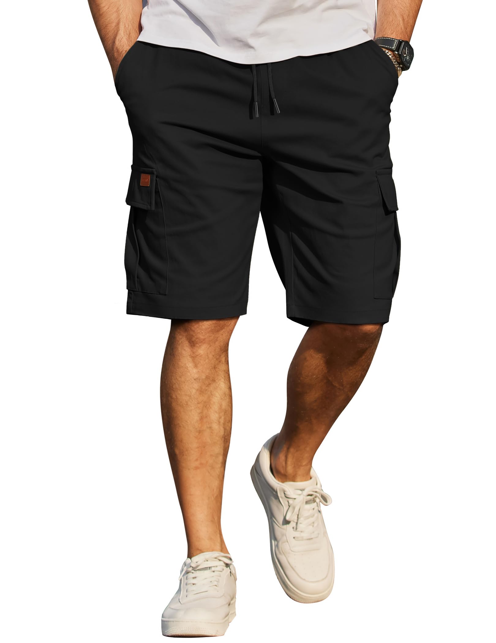 COOFANDY Kurze Hosen Herren Baumwolle Cargo Shorts Freizeithose Herren Kurz Elastische Taille Sommer Chino mit 6 Taschen S-3XL
