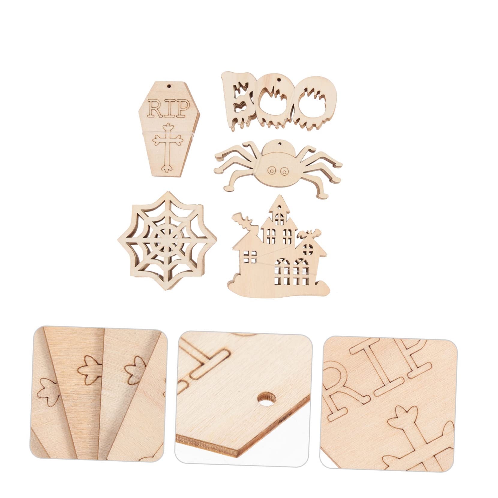 Angoily 250 Pezzi Fette Legno Halloween Creative per Lavoretti Fai da Te Decorazioni Festa in Legno Non per Manuale