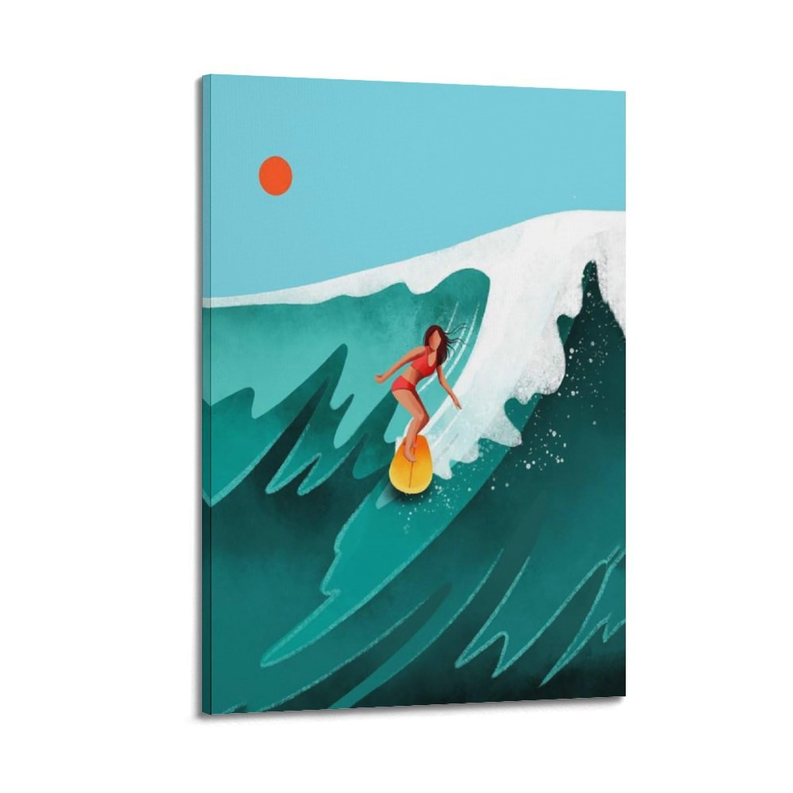 XKUGA Summer Surf Girl Poster Vintage Minimalist Illustration Modern Decorative Canvas Prints - Ideal Wall Art for Family, Man Cave, Game Room, Boys & Girls Bedroom 20x30inch(50x75cm)