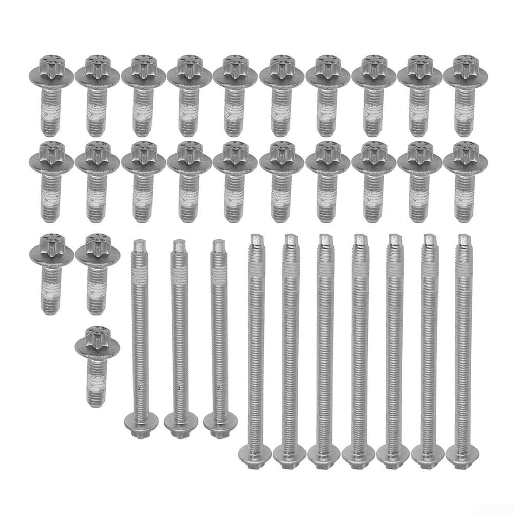 Juego de 33 tornillos para cárter de aceite de motor, de aluminio, compatibles con BMW Serie 1 E81 E82 E87 E88 F20 F21 así como 3 unidades E90 E91 E92 E93, OEM 11132210959