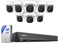 REOLINK RLK16-800D8 4K PoE Security System: 8x 8MP Cameras, Person/Vehicle Detection, 16CH NVR w/4TB HDD, 24/7 Recording