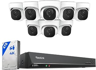 REOLINK RLK16-800D8 4K PoE Security System: 8x 8MP Cameras, Person/Vehicle Detection, 16CH NVR w/4TB HDD, 24/7 Recording