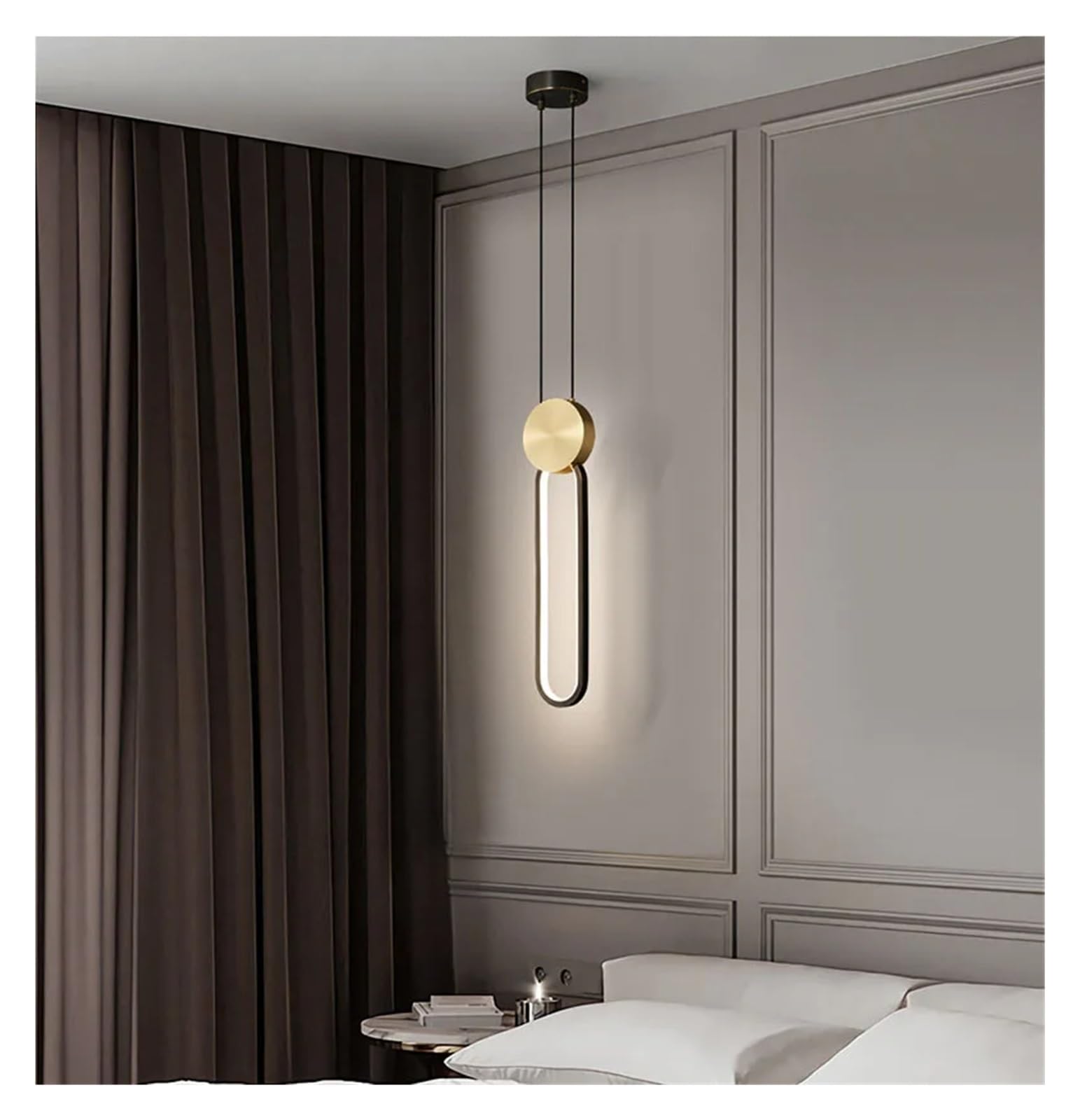 Olskfuh Onecolor Oval Led Chandelier Lighting Fixtures Bedside Bedroom Dining Hanglamp Copper Metal Wire Adjustable,-3 Changeable
