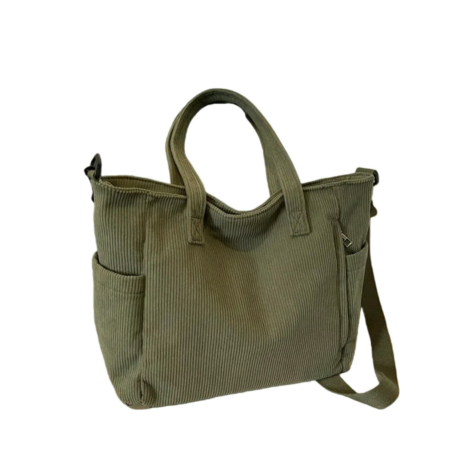 Sac à bandoulière grande capacité en velours vert avec grand espace de rangement carré