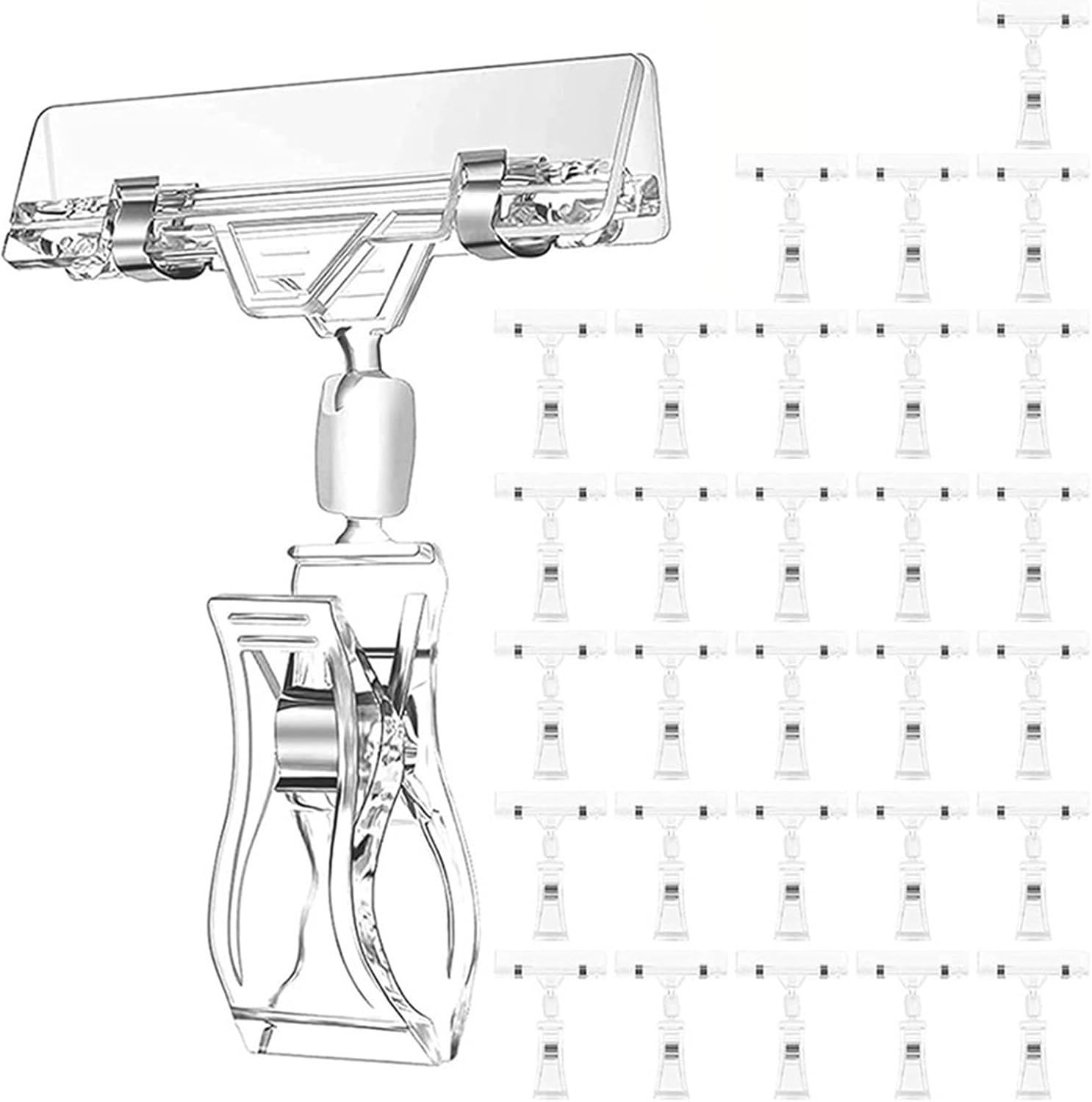 Price Tag Holder 20Pcs Clear Plastic Rotatable Label Holders for Price Tag Display Clips for Retail Stores, Supermarkets and Trade Shows