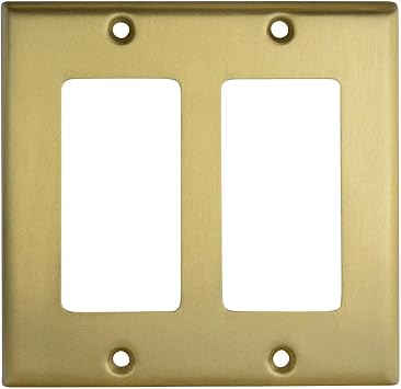 Cool Knobs and Pulls CKP Empire Collection, 2183 Decorative Double Rocker Wall Plate/Outlet Cover, Crafted from Elegant Solid Brass, Satin Brass, 1 piece