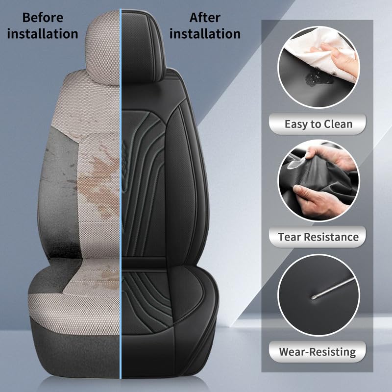 Mossa Fundas De Asientos Para Alfa Romeo 147 (2000-2010) - Juego Completo Con 5 Reposacabezas - Cuero Sintético Acolchado