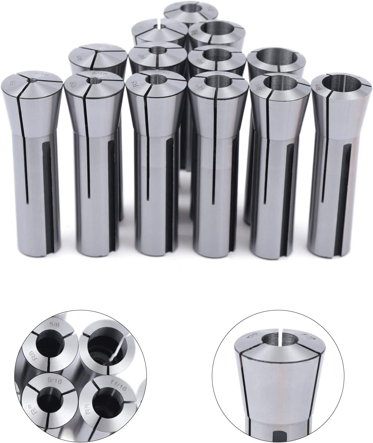 13pcs Precision R8 Collet Set Mill Chuck Holder Gdrasuya 10 Collets Set Taper Spindle R8 Collets