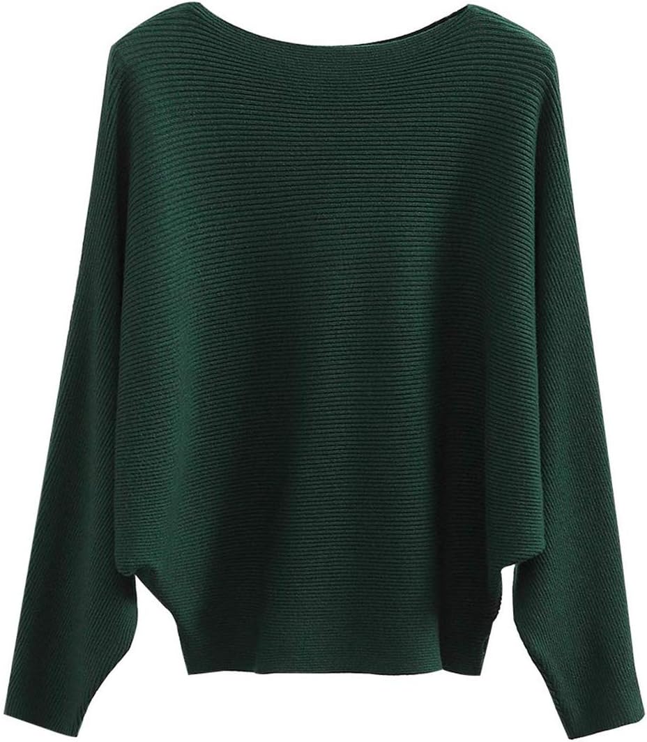 Women Lightweight Oversized Sweaters Tops Batwing Sleeves Knitted Dolman Pullovers