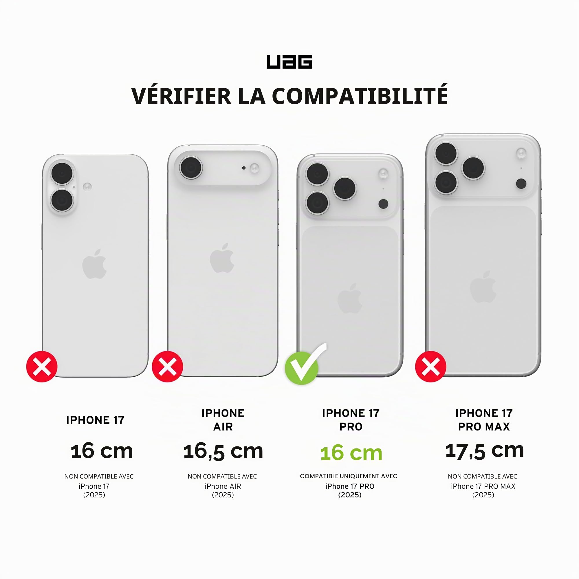 Urban Armor Gear Civilian LT Coque iPhone 17 Pro | Ajustement parfait | Résistance aux chutes de 6 m | Module magnétique | Bords surélevés | Tous les ports accessibles