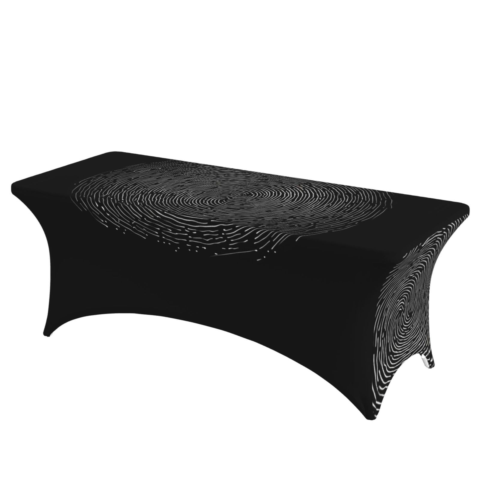 QMKFWT Fingerprint Decorative Tablecloth Protector for Wedding, Banquet & Parties6FT Spandex Rectangle Tablecloths, Stretch Washable Table Cloth Wrinkle Free Patio Table Cover