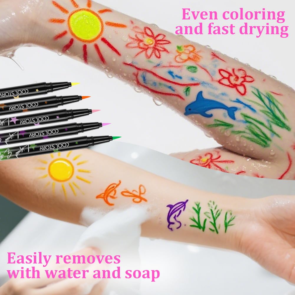 LOPHE Zestaw eyelinera, 6 kolorów, świecący eyeliner, matowe wykończenie, wodoodporny, trwały, płynny eyeliner z bardzo delikatnym pędzlem, na Halloween, karnawał