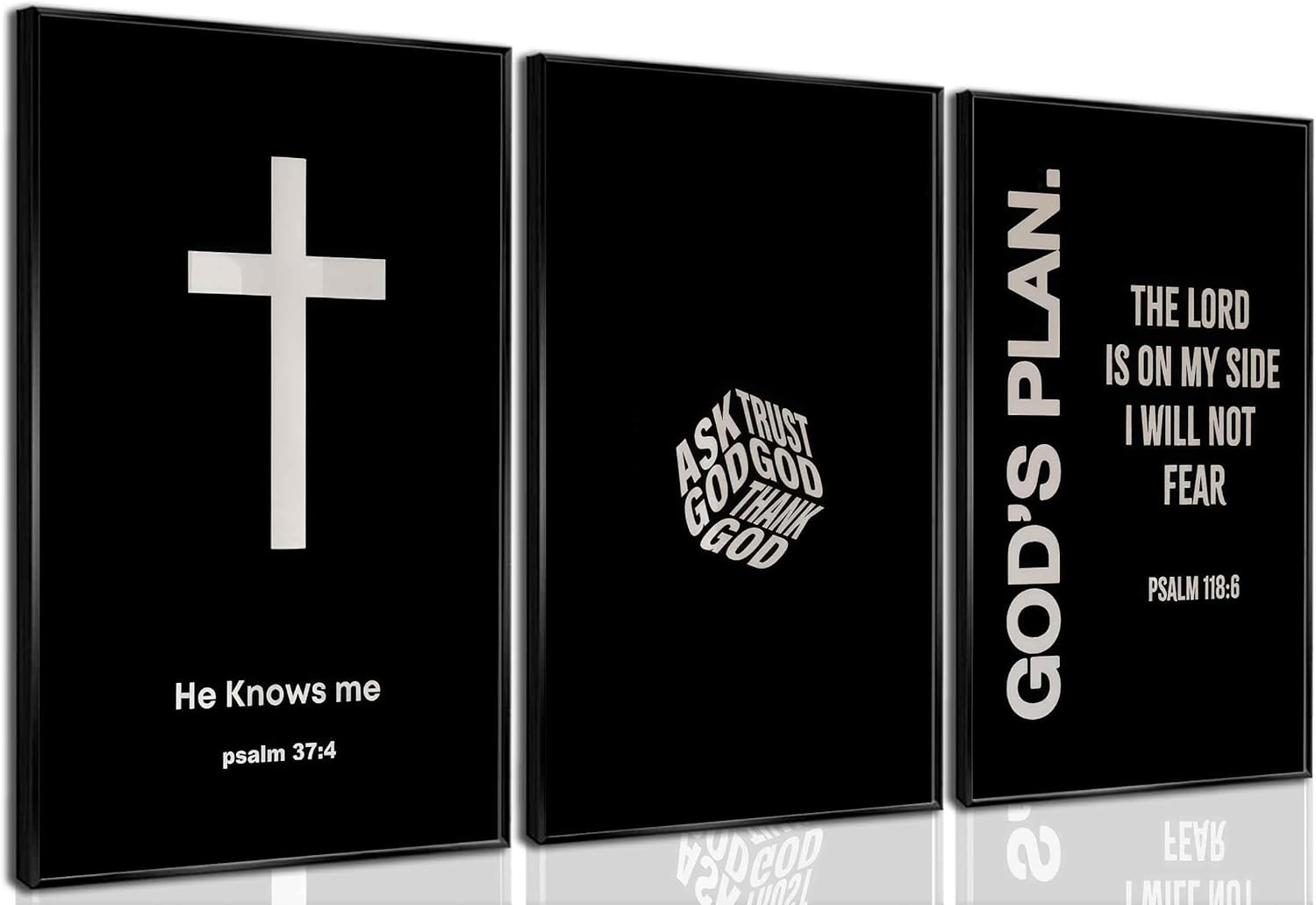 Christian Bible Canvas Wall Art Modern Black White Bible Scripture Painting Decor Picture Faith Inspirational Cross Poster Print for Dining Living Prayer Kitchen Church Bedroom Decoration No framed
