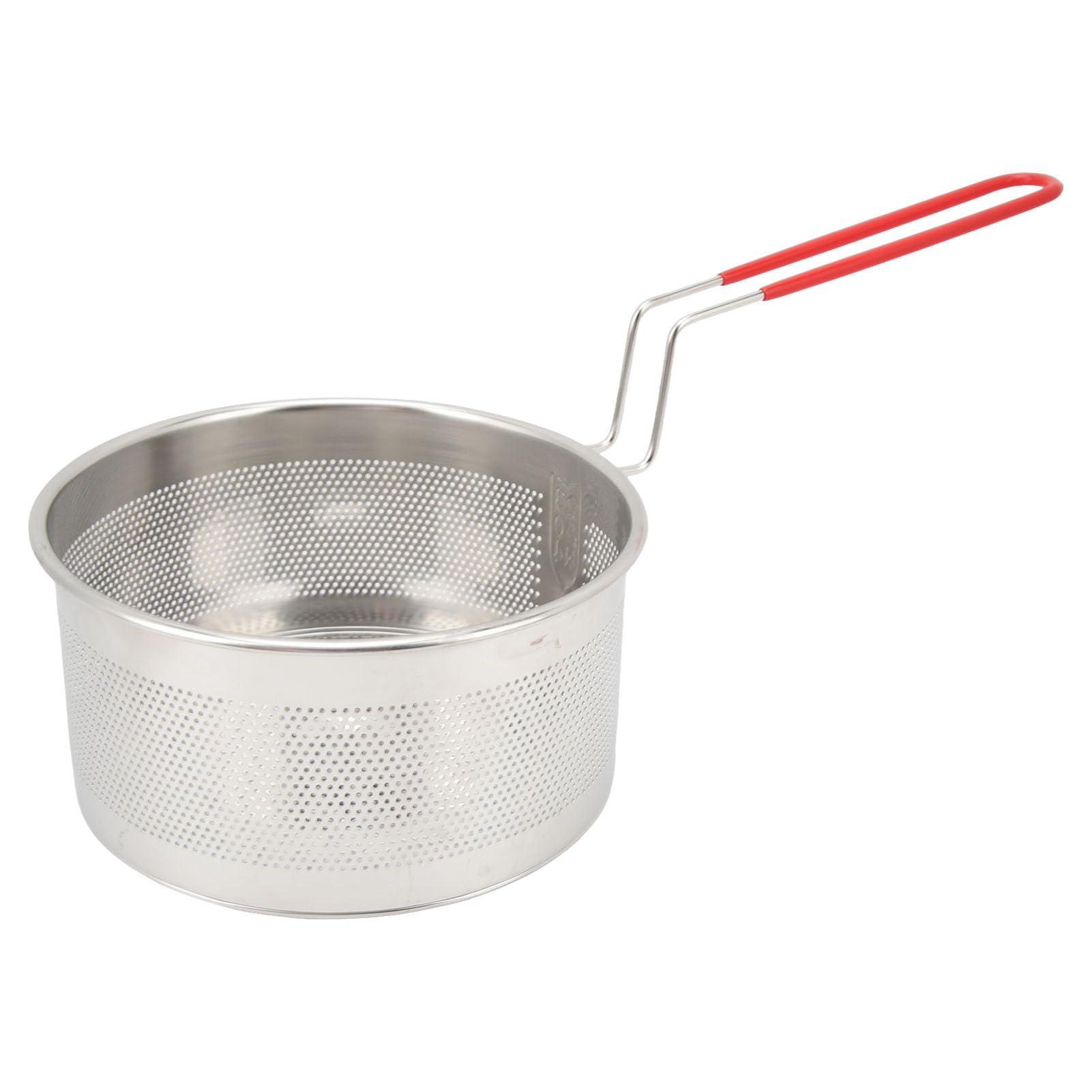 Frituurmand, Ronde 304 Roestvrij Staal Uitlekmand met Lange Anti-Slip Handgreep, Keuken Mand Van Gaas voor Frietjes Uienringen Kip Pasta (Gemiddeld 18CM
