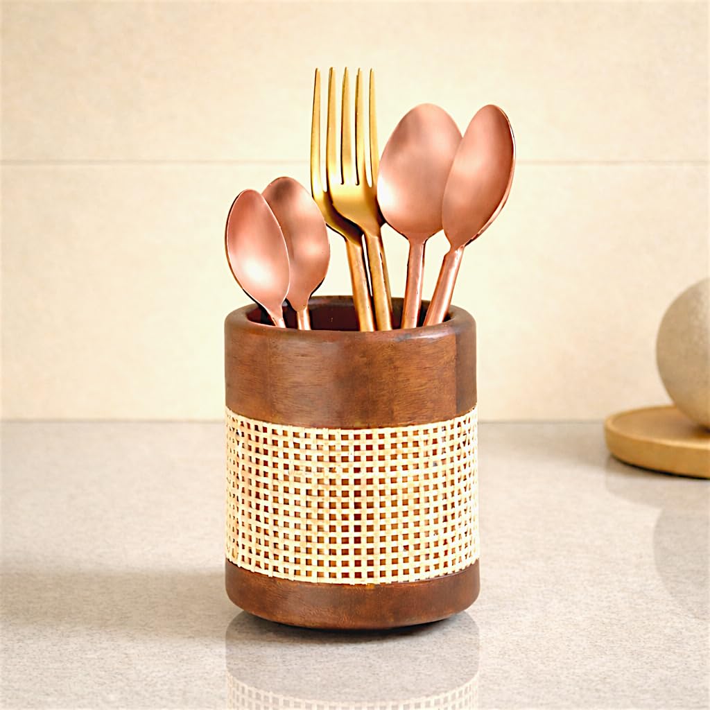 Wooden Cutlery Holder - Kitchen Counter Organizer -2 Wooden Cutlery Holder - Kitchen Counter Organizer -2