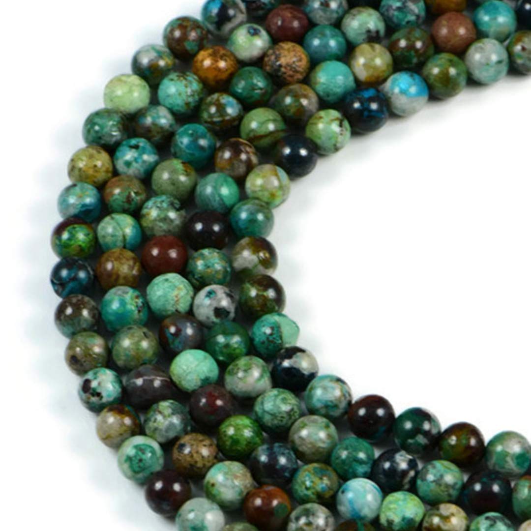 AqBeadsUk Semi Precious Beads Premium Genuine Chrysocolla 7-7.5mm Faceted Round Gemstone 15 Inch Strand Beads for Jewellery Making