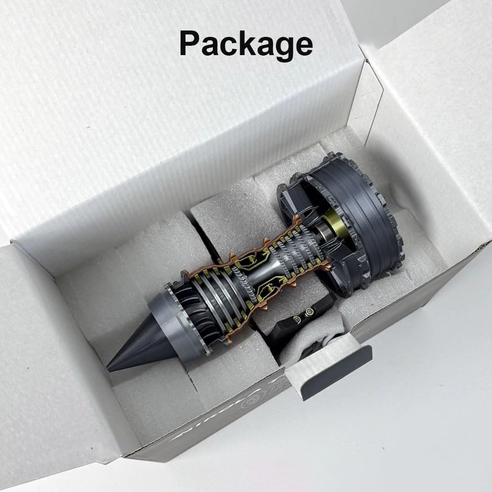 TR900 Turbofan Engine Model Kit with Cool LED Ligth and Functional, 25CM Adjustable Speed Aircraft Turbojet Engine Model, DIY Assembly Mechanical Science Education Toy Gift Decor for Adult