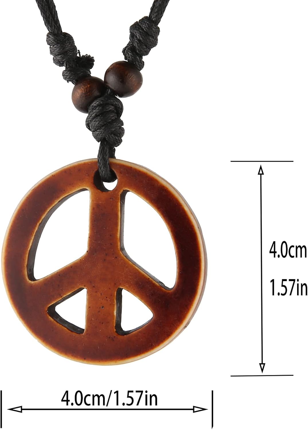 STWTR Men's and Women's Adjustable Peace Sign Pendant Necklace Pendant Hemp Rope Chain - Maori Tribal Necklace - Image 2
