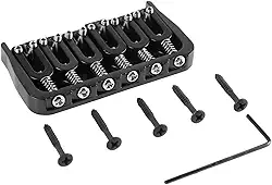 Ponte de Guitarra Elétrica Fixa, Ponte de Guitarra de Metal Ajustável Fixa (Preto com parafusos de prata)