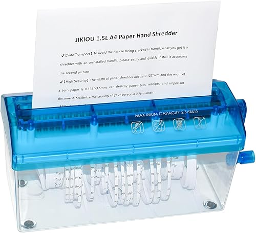 Miniatura 8 de JIKIOU Mini trituradora de mano Trituradora de papel portátil Trituradora manual Documentos Herramienta de corte de papel para oficina en casa