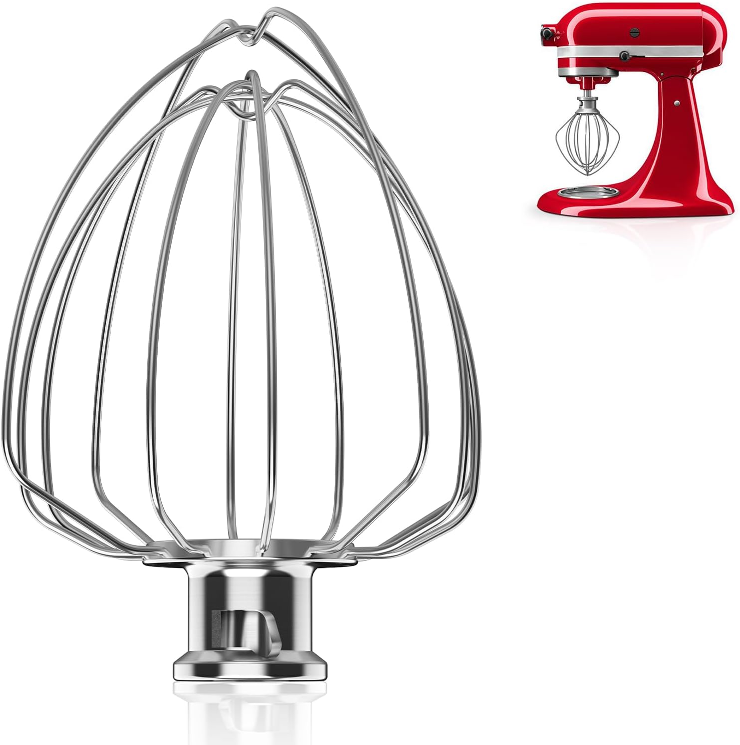6 Wire Whip Attachment for KitchenAid 4.5 5 Quart Tilt-Head Stand Mixer, Dishwasher Safe, Stainless Steel Whisk for Kitchen Aid Mixer Accessory Replacement Parts