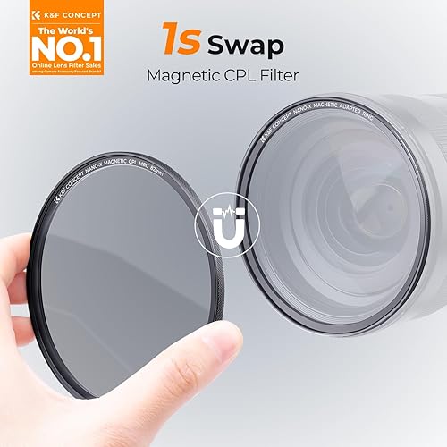 Miniatura 2 de K&F Concept Filtro polarizador magnético de 2.165 in + kit de anillo básico magnético, filtro polarizador circular resistente a los arañazos con 28