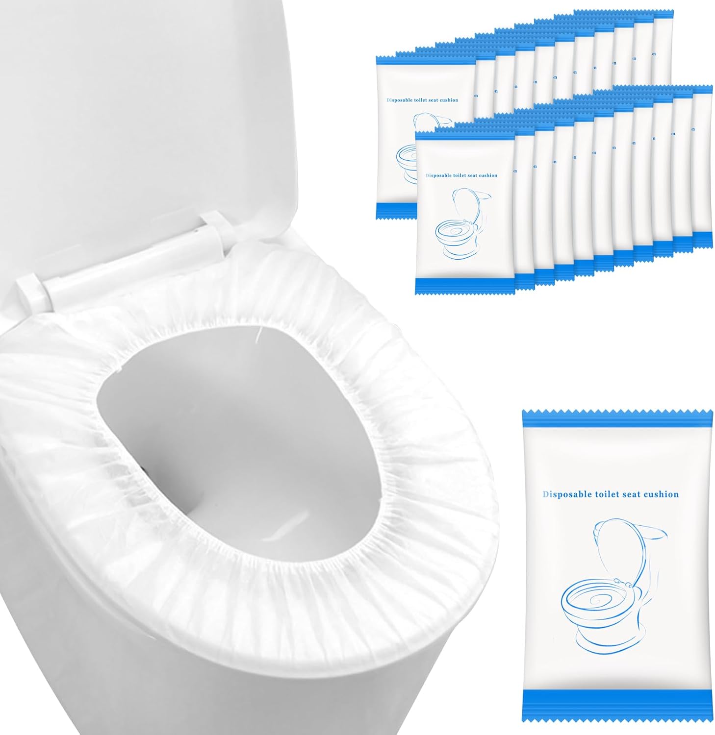 50 Pack Disposable Toilet Seat Covers Bulk, Portable Disposable Toilet Seat Covers for Travel Waterproof Potty Seat Covers Toilet Seat Mats for Outing Hotel Hospital Public Toilet (Individual Package)
