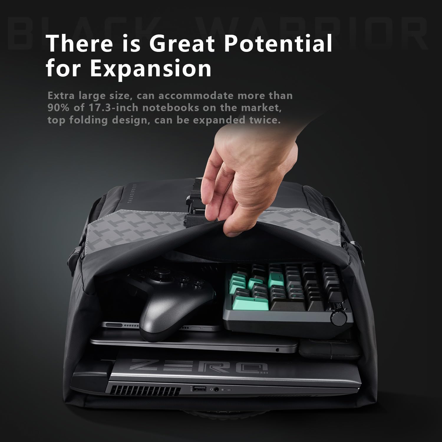 Thunderobot Dark Warrior Pro Gaming Laptop Backpack, 17.3 Inch Travel Computer Bag, Water-Resistant, Anti-Scratch, Large Capacity, Business Casual, Black