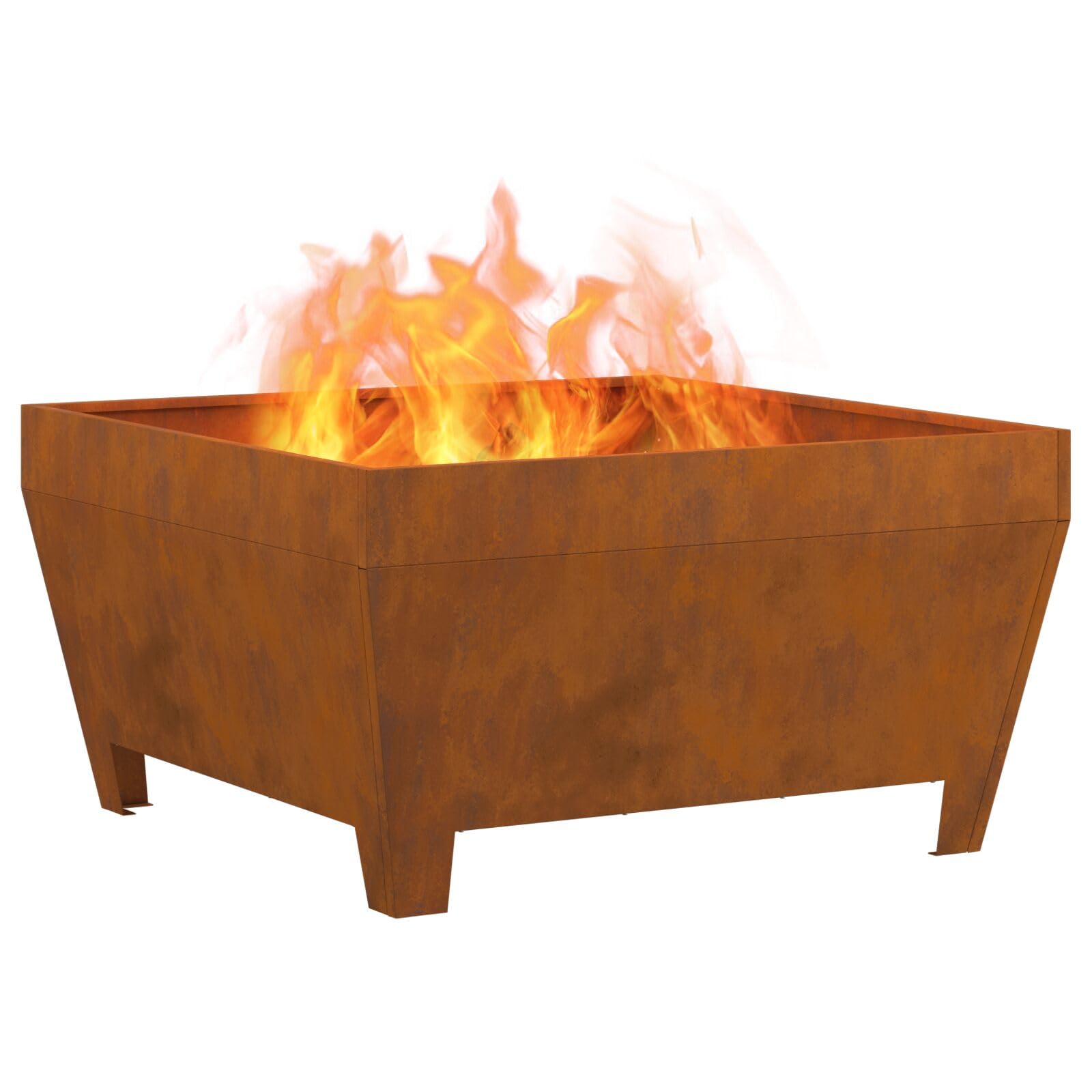 Kwadratowy palenisko ze stali corten 80x80x43 cm - 858945