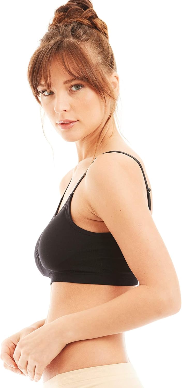 Kalon 4 Pack Women’s Nylon Spandex Removable Pads Comfort Cami Bras Wireless - Image 3