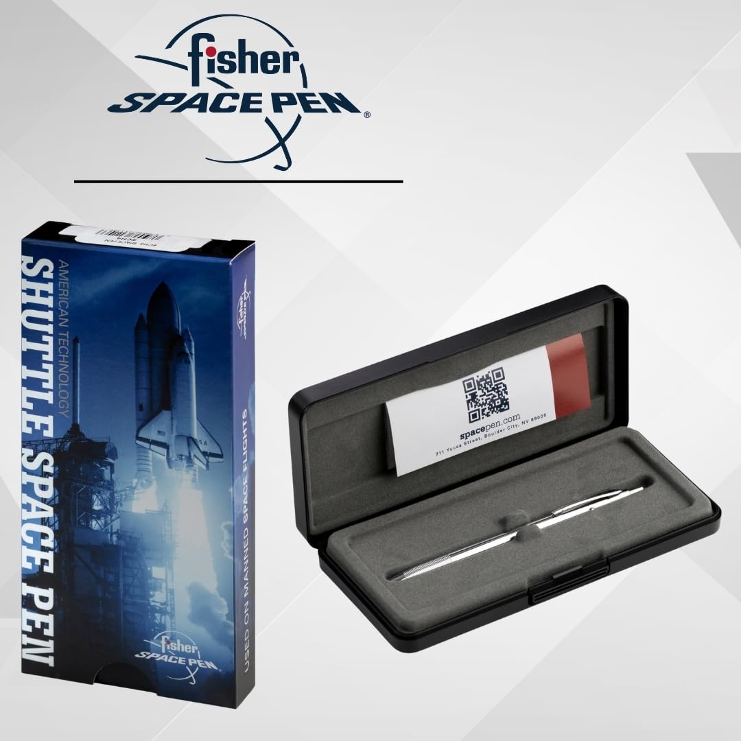 Fisher Space Pen Shuttle CH4 Kugelschreiber (Schlank und elegant für Büro & Reisen, schreibt im Weltall, unter Wasser und bei extremen Temperaturen) Chrome