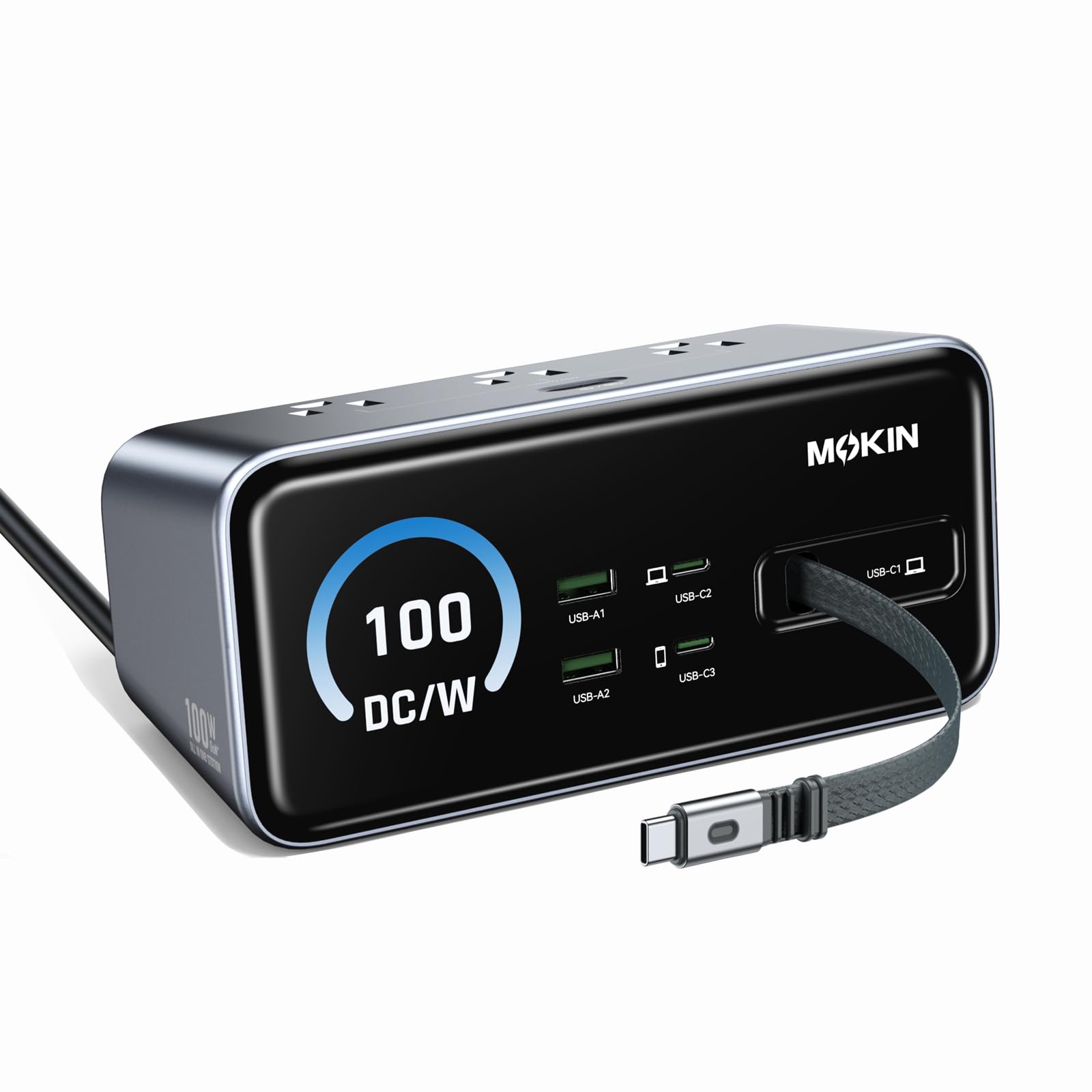 MOKiN 8-in-1 Charging Station 100W GaN Fast Desktop Charging Station with 3 AC 3 USB-C 2 USB-A USB-C