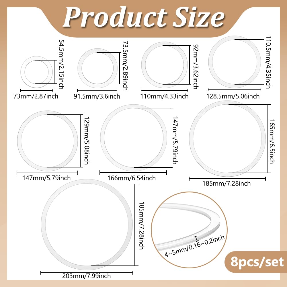 PH PandaHall Router Template for Woodworking 8 Circle Router Jig Templates 2.8~8 inch Clear Acrylic Inlay Templates Craft Template Router Stencils for Wooden Projects Handmade Crafts Making - Image 4