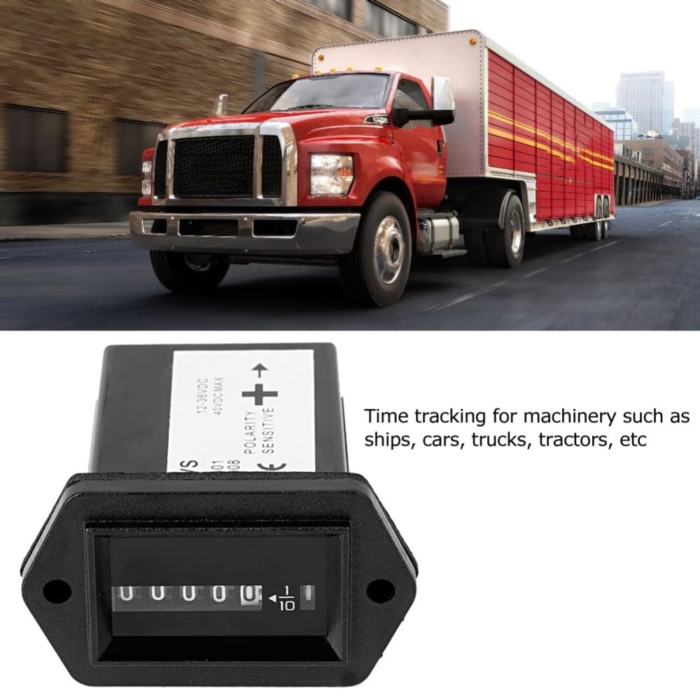 DC 12-36V Mechanical Hour Meter Wide Voltage Range Engine Timer Gauge for Truck Boat Car Tractor