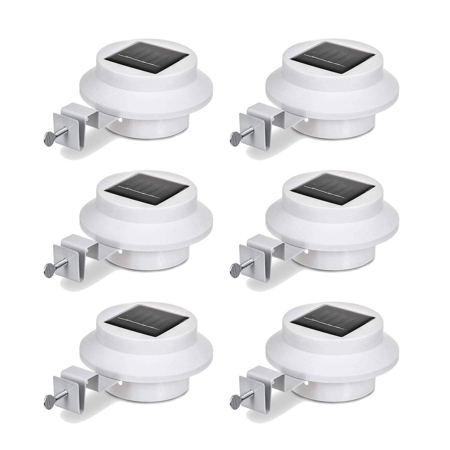 Solalite Solar Gutter Light Outdoor Solar Security Lights Superbright with Panel Black Shell Fence Wall Lamp Garden Wall Lobby Pathway Lamp (White, 6 Pack)