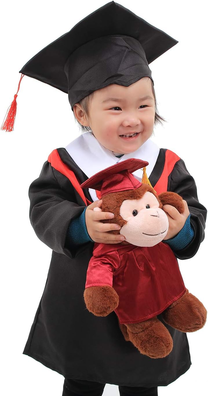 Plushland Lion Plush Stuffed Animal Toys Present Gifts for Graduation Day, Personalized Text, Name or Your School Logo on Gown, Best for Any Grad School Kids 12 Inches(Black Cap and Gown)
