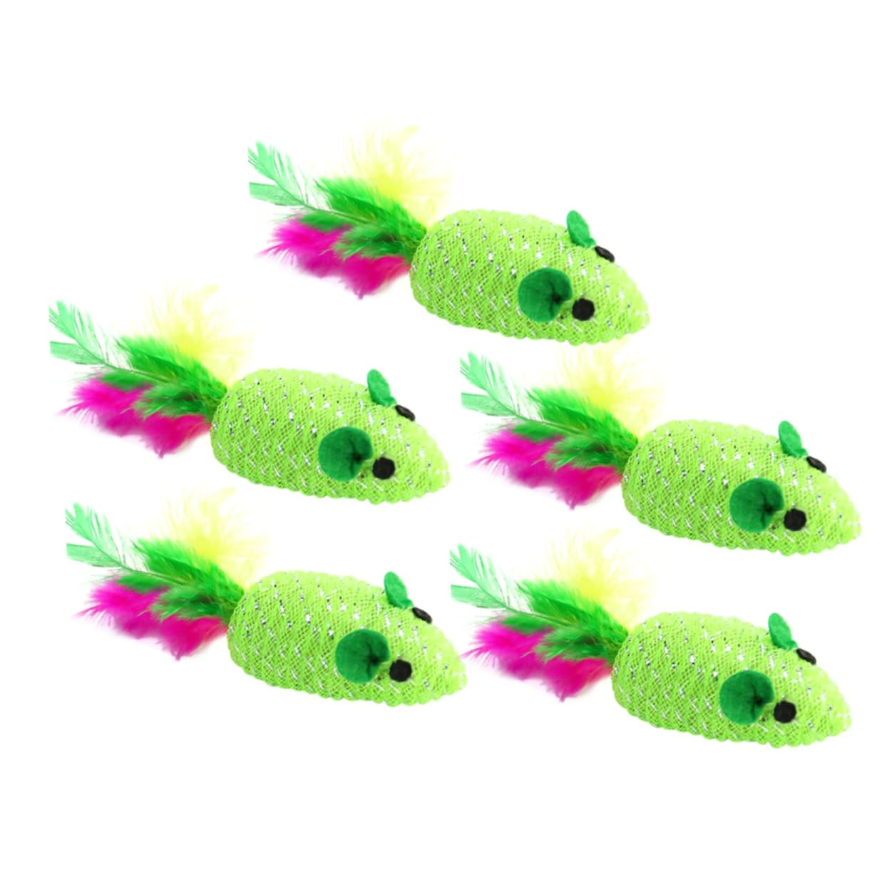 SUPVOX Interactive Cat Toys 10pcs Cat Woven Mouse Toys Feather Eye-catching Design